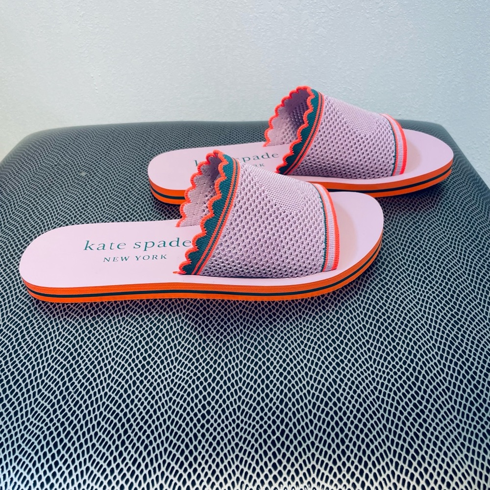 kate spade Pink Scalloped Mesh Slide Sandals